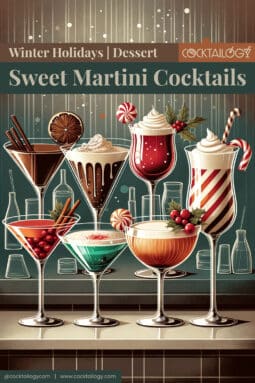 Sweet Martini Cocktails for Winter Holidays, Christmas and Dessert